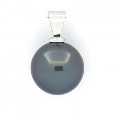 Pendentif en Or blanc 18K et 1 Perle de Tahiti Ronde B 12.4 mm