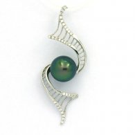 Pendentif en Argent et 1 Perle de Tahiti Ronde C 9.3 mm