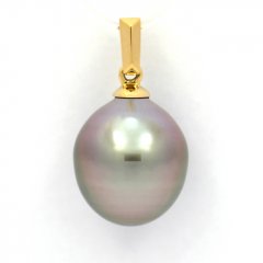 Pendentif en Or 18K et 1 Perle de Tahiti Semi-Baroque B 11.1 mm