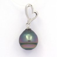 Pendentif en Argent et 1 Perle de Tahiti Cerclée B 10.9 mm