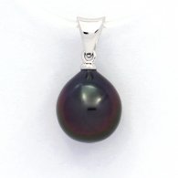 Pendentif en Or blanc 18K et 1 Perle de Tahiti Semi-Baroque A 9.3 mm
