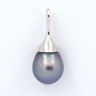 Pendentif en Argent et 1 Perle de Tahiti Semi-Baroque C 12.6 mm