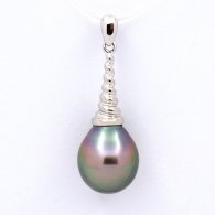 Pendentif en Argent et 1 Perle de Tahiti Semi-Baroque B 10.3 mm
