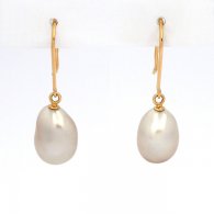 Boucles d'oreilles en Or 18K et 2 Keishis de Tahiti