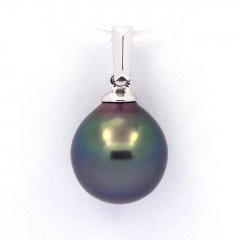 Pendentif en Or blanc 18K et 1 Perle de Tahiti Semi-Baroque A 9.5 mm