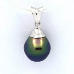 Pendentif en Argent et 1 Perle de Tahiti Semi-Baroque B+ 9.2 mm