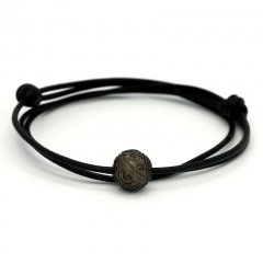 Collier en Cuir et 1 Perle de Tahiti Gravée  12.1 mm