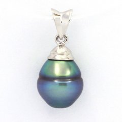 Pendentif en Argent et 1 Perle de Tahiti Cerclée B+ 9.4 mm