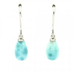 Boucles d'oreilles en Argent et 2 Larimars - 10 x 6 mm - 1.2 gr