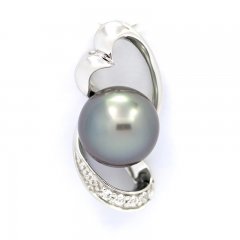 Pendentif en Argent et 1 Perle de Tahiti Ronde C 8.6 mm