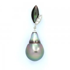 Pendentif en Argent et 1 Perle de Tahiti Semi-Baroque B 11.2 mm