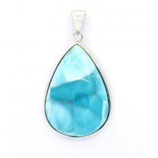 Pendentif en Argent et 1 Larimar - 29 x 20 x 8 mm - 7.14 gr