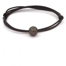 Collier en Cuir et 1 Perle de Tahiti Ronde C 11.6 mm
