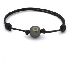Bracelet en Cuir et 1 Perle de Tahiti Ronde C 12.3 mm