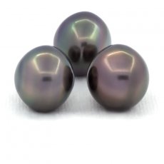 Lot de 3 Perles de Tahiti Semi-Baroques C de 13.7 à 13.9 mm