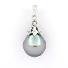 Pendentif en Argent et 1 Perle de Tahiti Cerclée C 10.5 mm