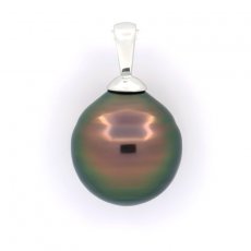 Pendentif en Argent et 1 Perle de Tahiti Cerclée B 10.8 mm