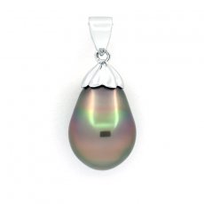 Pendentif en Argent et 1 Perle de Tahiti Semi-Baroque B 11.2 mm