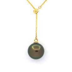 Collier en Or 18K et 1 Perle de Tahiti Ronde A 9.3 mm