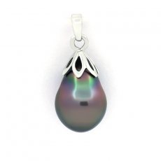 Pendentif en Argent et 1 Perle de Tahiti Semi-Baroque B 9.3 mm