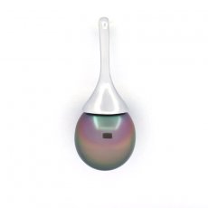 Pendentif en Argent et 1 Perle de Tahiti Semi-Baroque B 11.2 mm