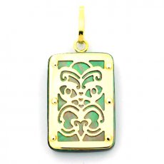 Pendentif en Or 18K et Nacre de Tahiti - Dimensions = 24 X 16 mm - Virilité
